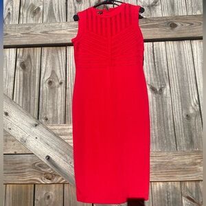 Escada Vibrant Red Midi Dress Sz 36